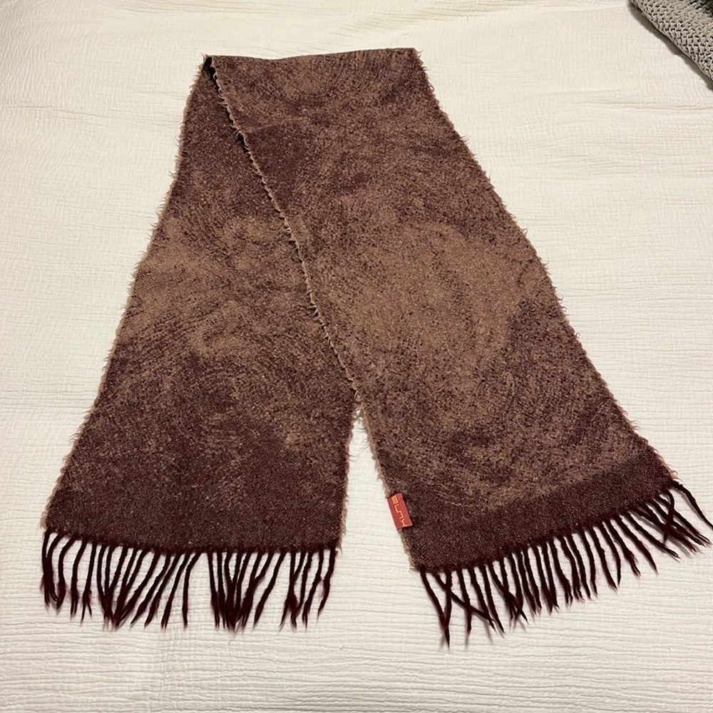 KUNA 100% baby alpaca scarf fringe warm cozy Made in Peru purple 60x10 inches